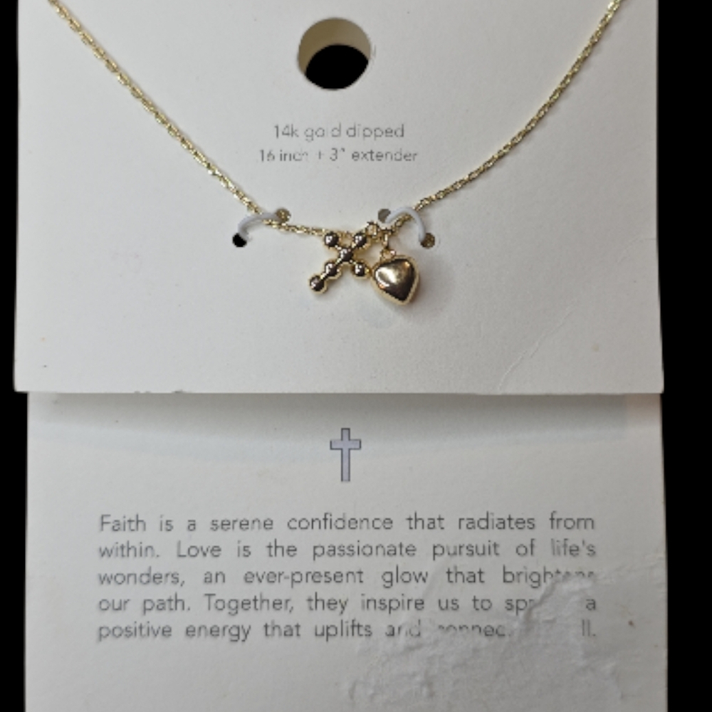 Target Gold Heart and Cross Charm Necklace